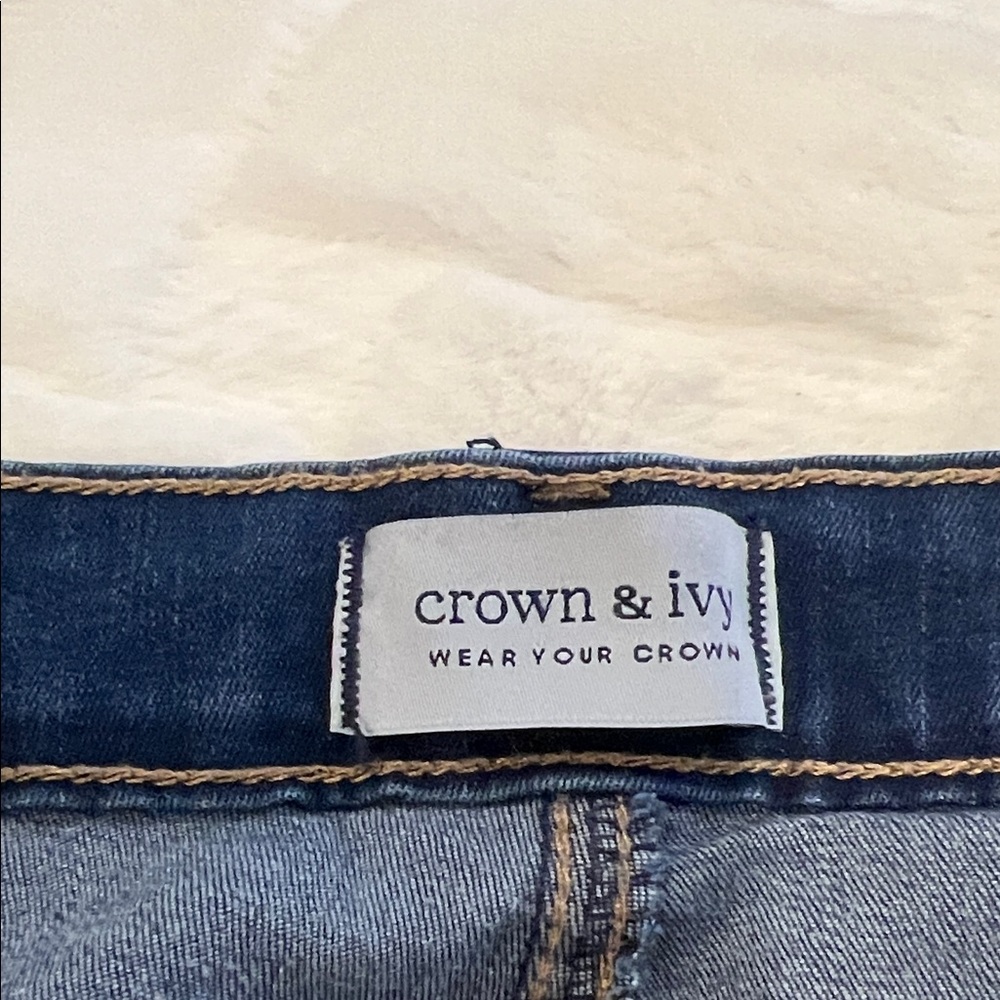 Crown & Ivy Dark Blue Denim Skinny Crop Jeans - Size 16 - Picture 3 of 4